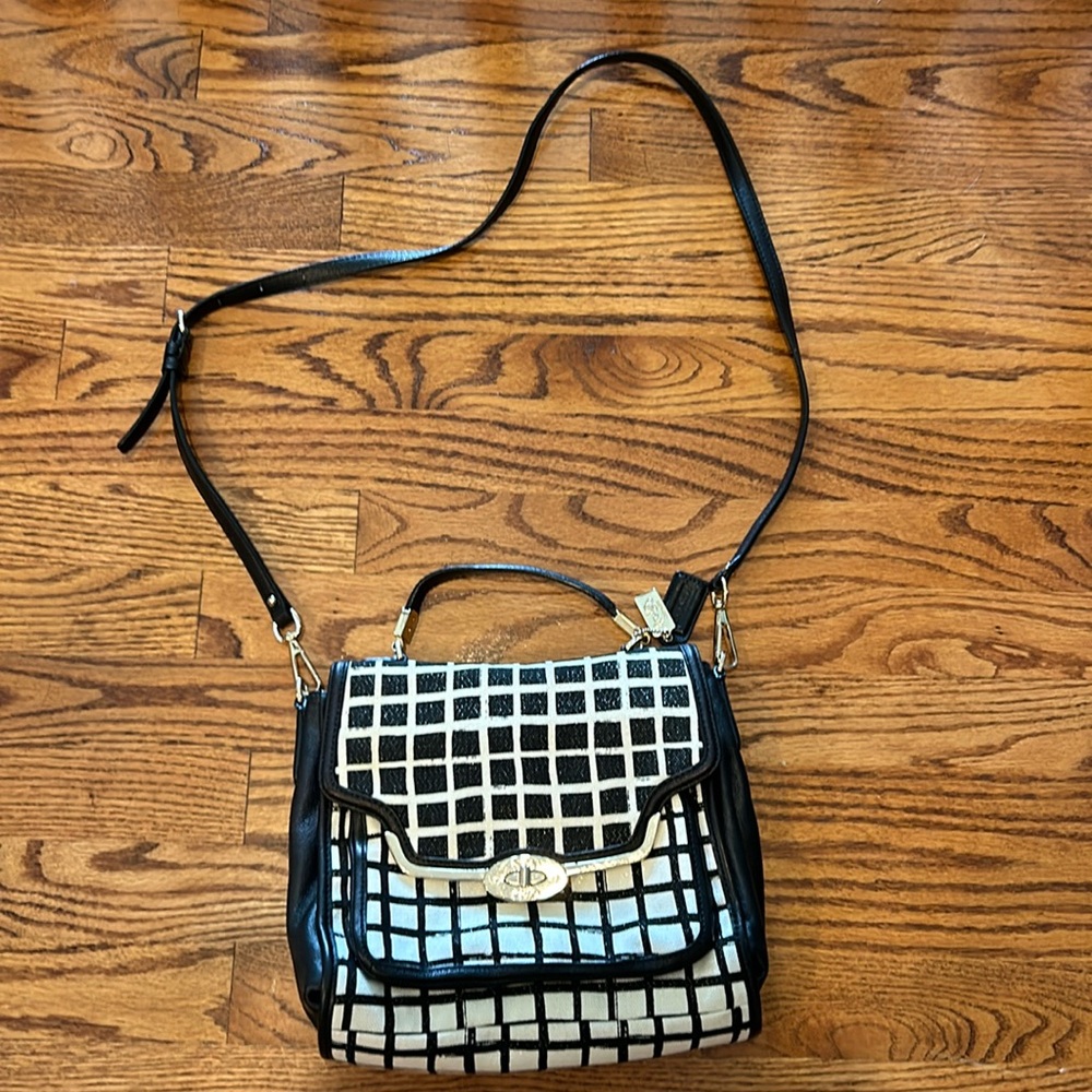 Vintage Coach black and white checkered crossbody bag